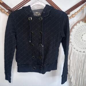 Vintage Delia*s Black Quilted Button y2k Jacket